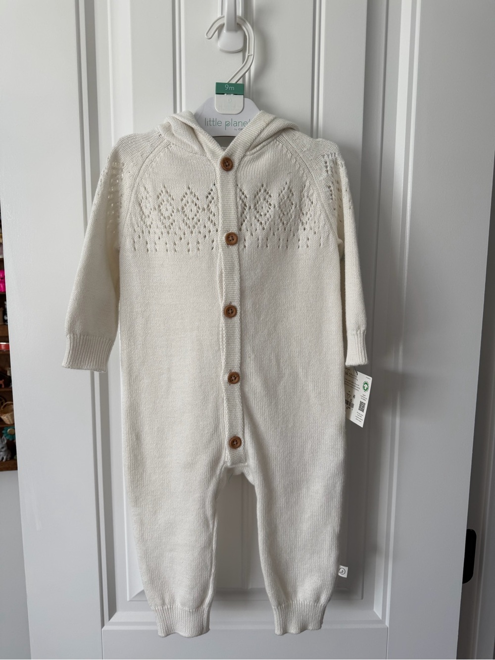 Little Planet by Carters Cream Hooded Knit One-Piece Bodysuit
